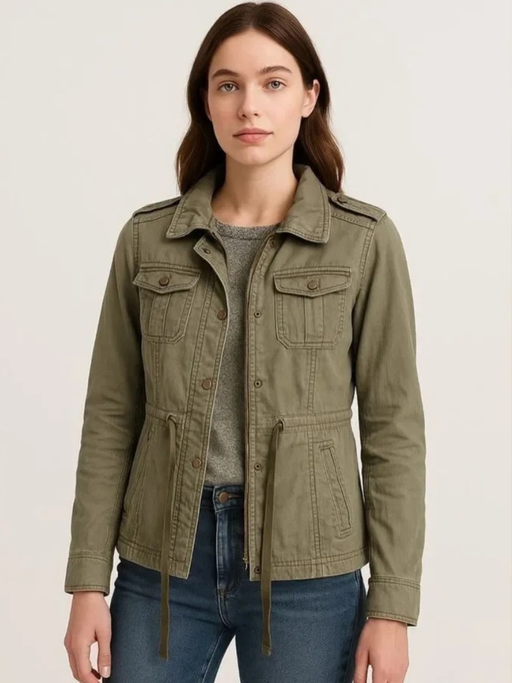 Anthropologie Daughtets Of The Liberation Khaki Green Ultility Cargo Jacket